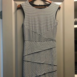 Black/White striped business casual dress